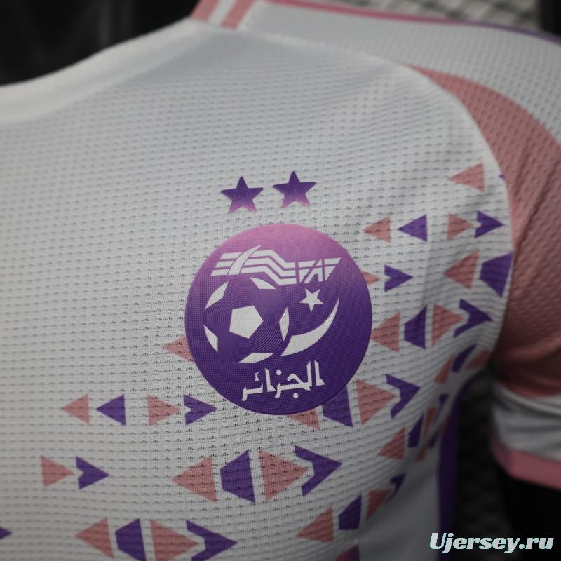 Player Version 2025 Algeria White-Pink with Geometric Pattern Jersey