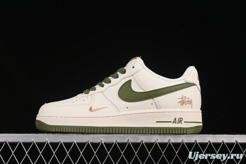 Nike Air Force 1 '07 Low Stussy Collaboration Green Swoosh Gold Embroidery Casual Sneakers - XX3168-151