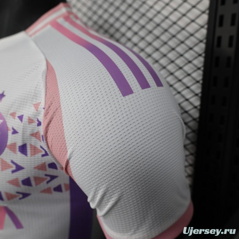 Player Version 2025 Algeria White-Pink with Geometric Pattern Jersey