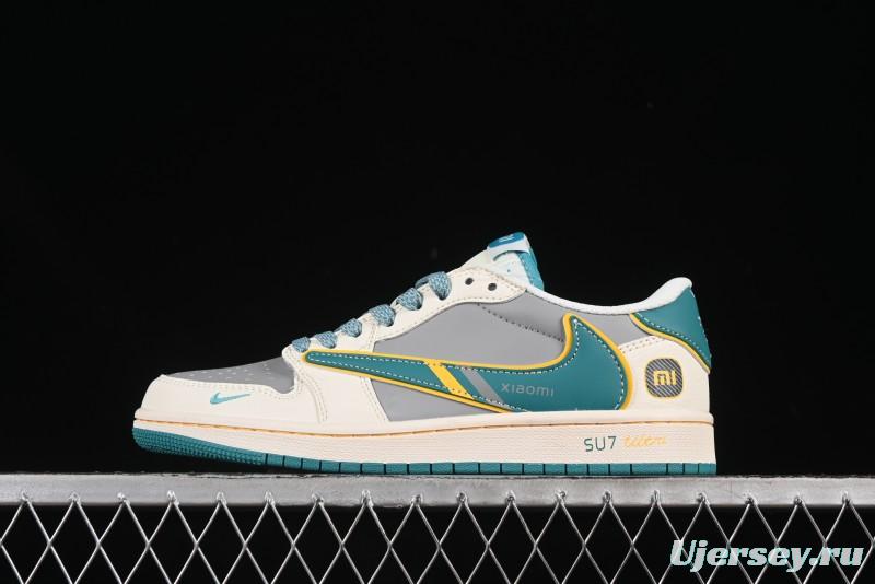Nike Travis Scott x Fragment Design x Air Jordan 1 Low OG SP AJ1 Collaboration Sneakers in Gulf Blue - XX3168-163