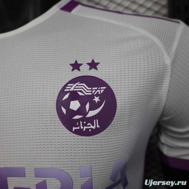 Player Version 2025 Algeria White with Purple Honeycomb Pattern Jersey