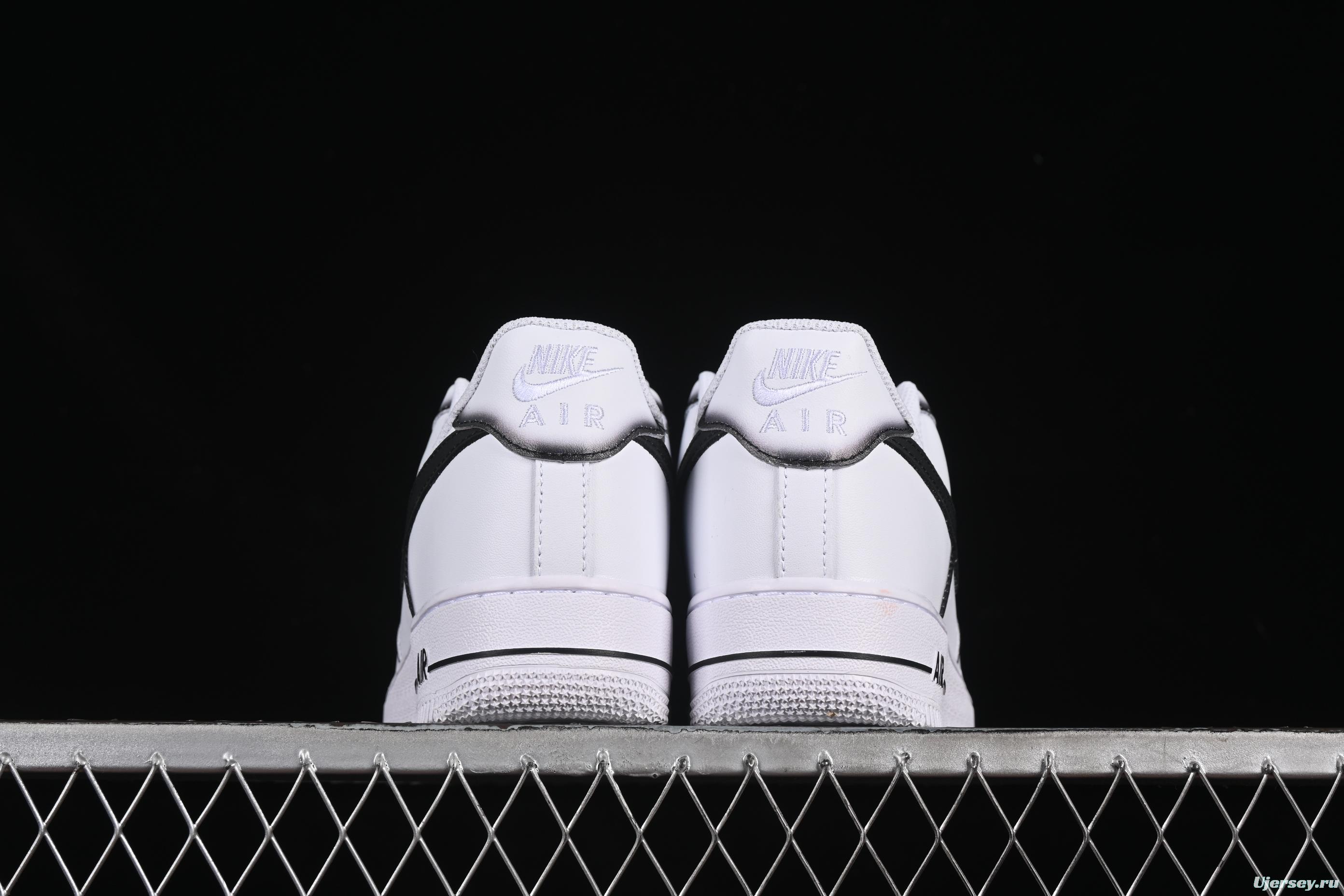 Nike Air Force 1'07 Low Casual Sneakers with Black Border, Green Swoosh & Gold Embroidery - ZH0316-075