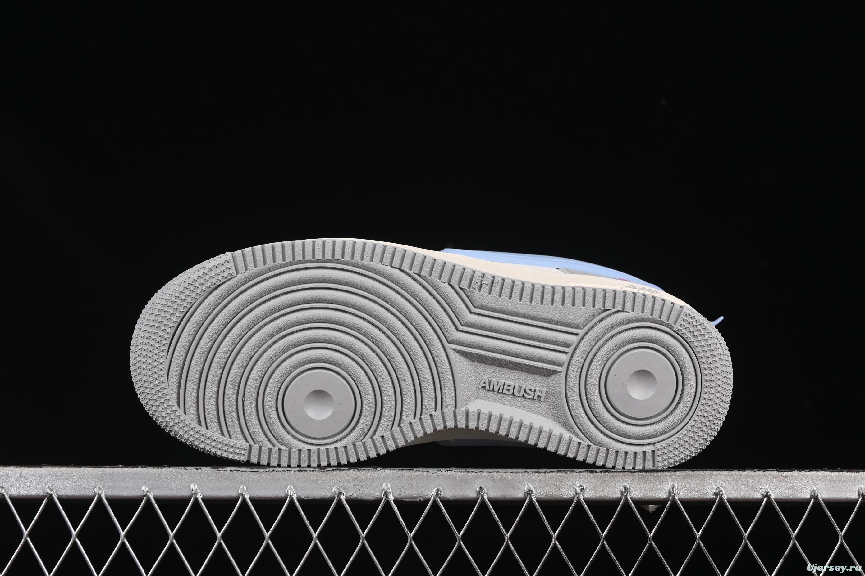 Nike Air Force 1'07 Low Supreme Collaboration Light Blue Swoosh Casual Sneakers - XS3464-577