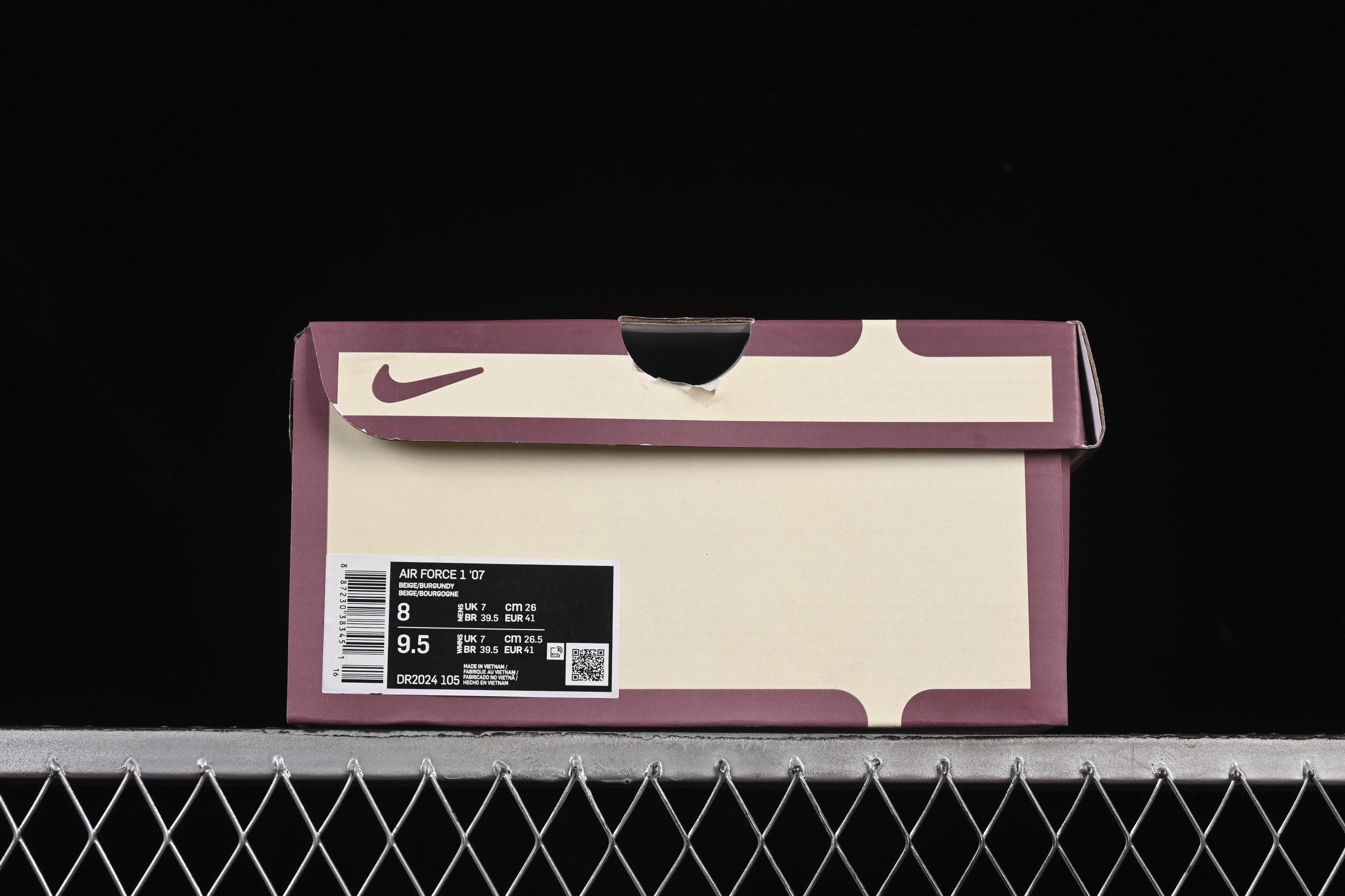 Nike Air Force 1'07 Low "Dream" Casual Sneakers with White Wine Red Swoosh - DR2024-105