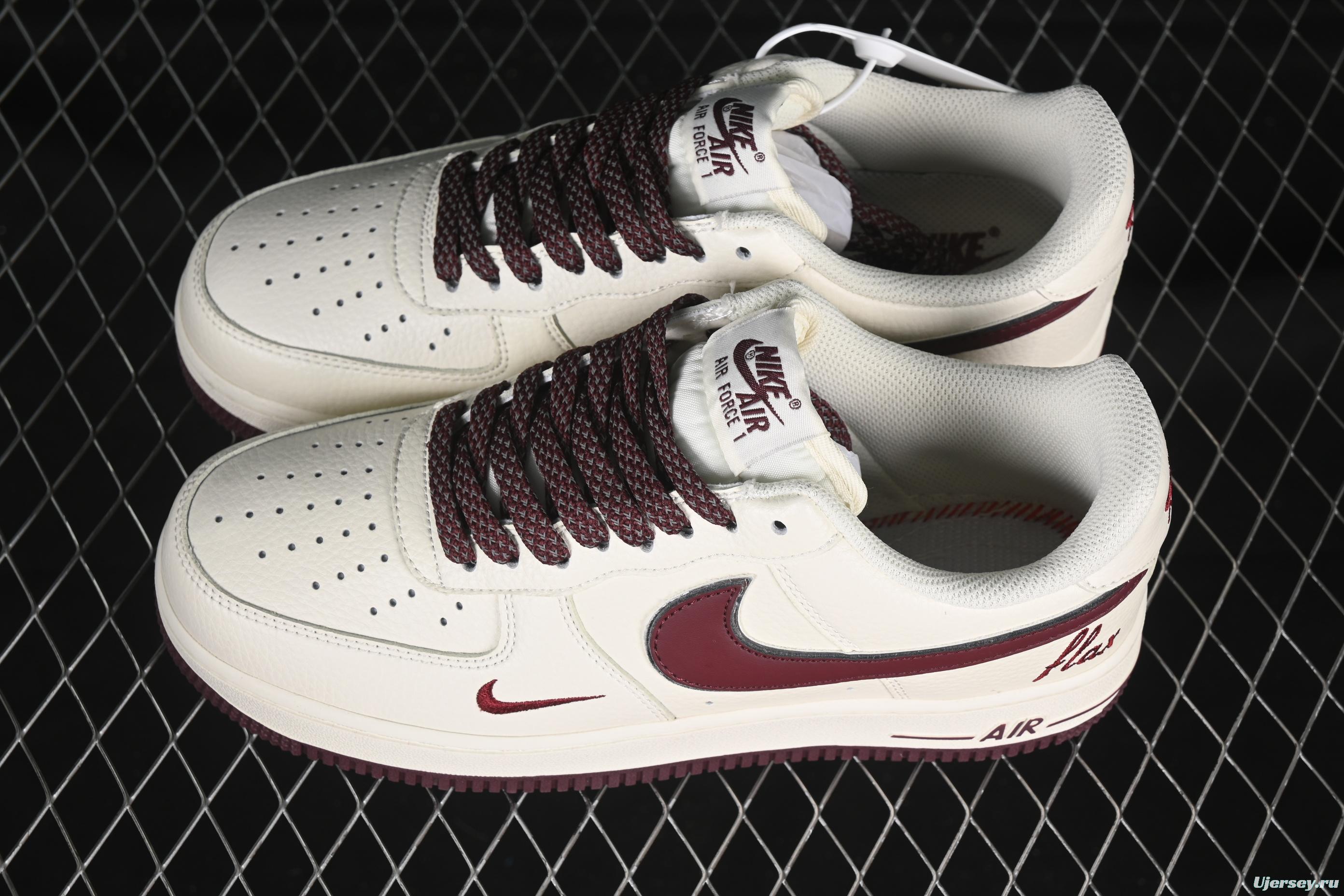 Nike Air Force 1'07 Low "Dream" Casual Sneakers with White Wine Red Swoosh - DR2024-105