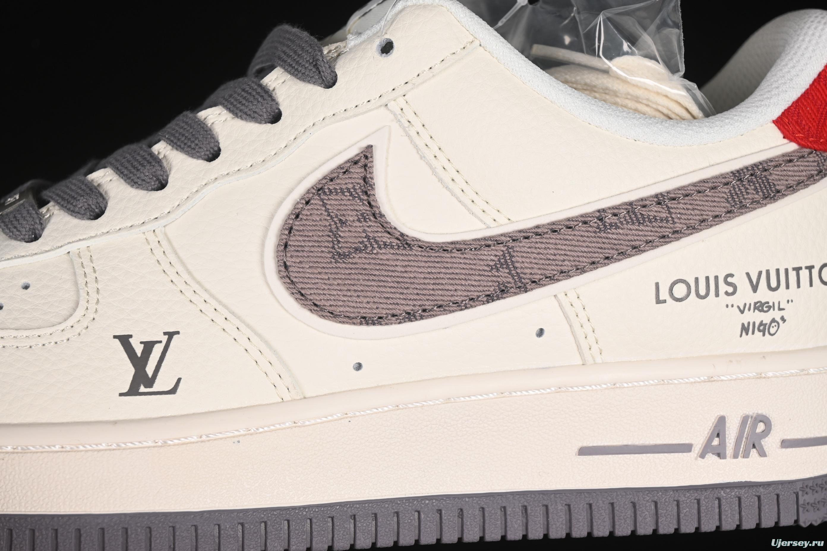 Nike Air Force 1'07 Low LV Collaboration Grey Denim Swoosh Casual Sneakers - XX3168-136