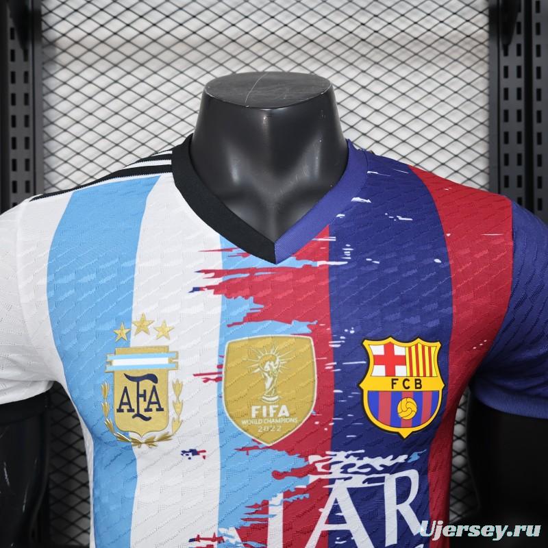 Player Version 25/26 Barcelona x Argentina Combined Messi Jersey
