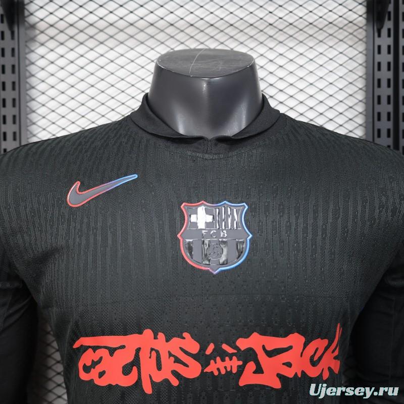 Player Version 24/25 Barcelona x Travis Scott Away Black Jersey With Red Sponsor