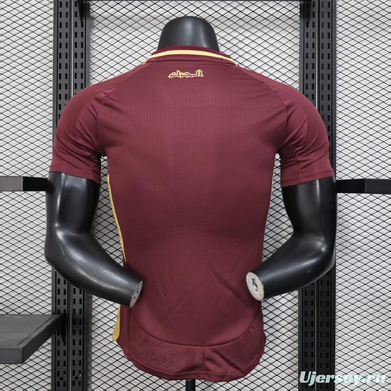 Player Version 2025 Algeria Burgundy with Gold Ornamental Pattern Jersey