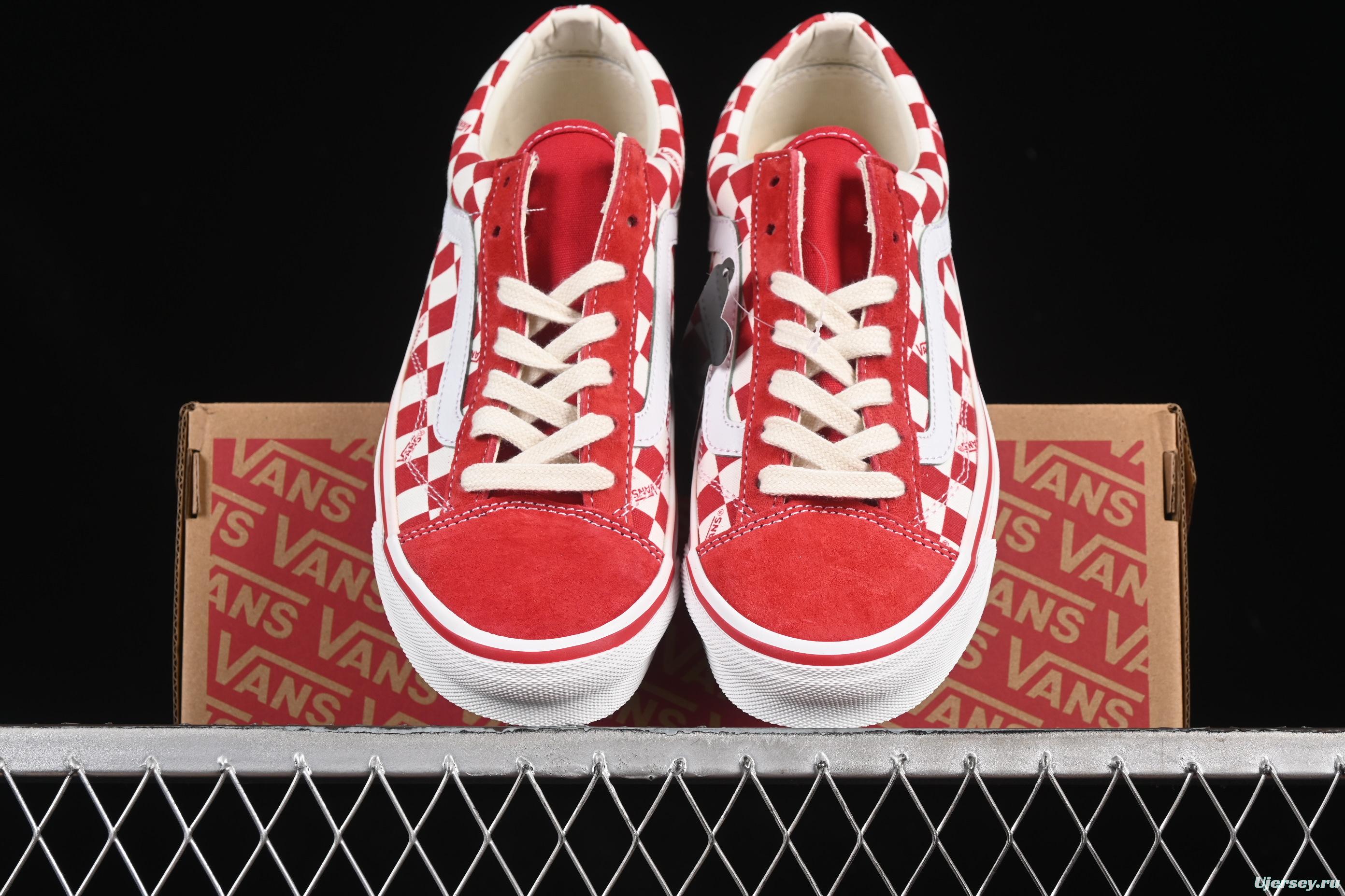 Vans Old Skool 36 LX-BMX Classic Skate Shoes in White Red Checkerboard - VN000D57ERM