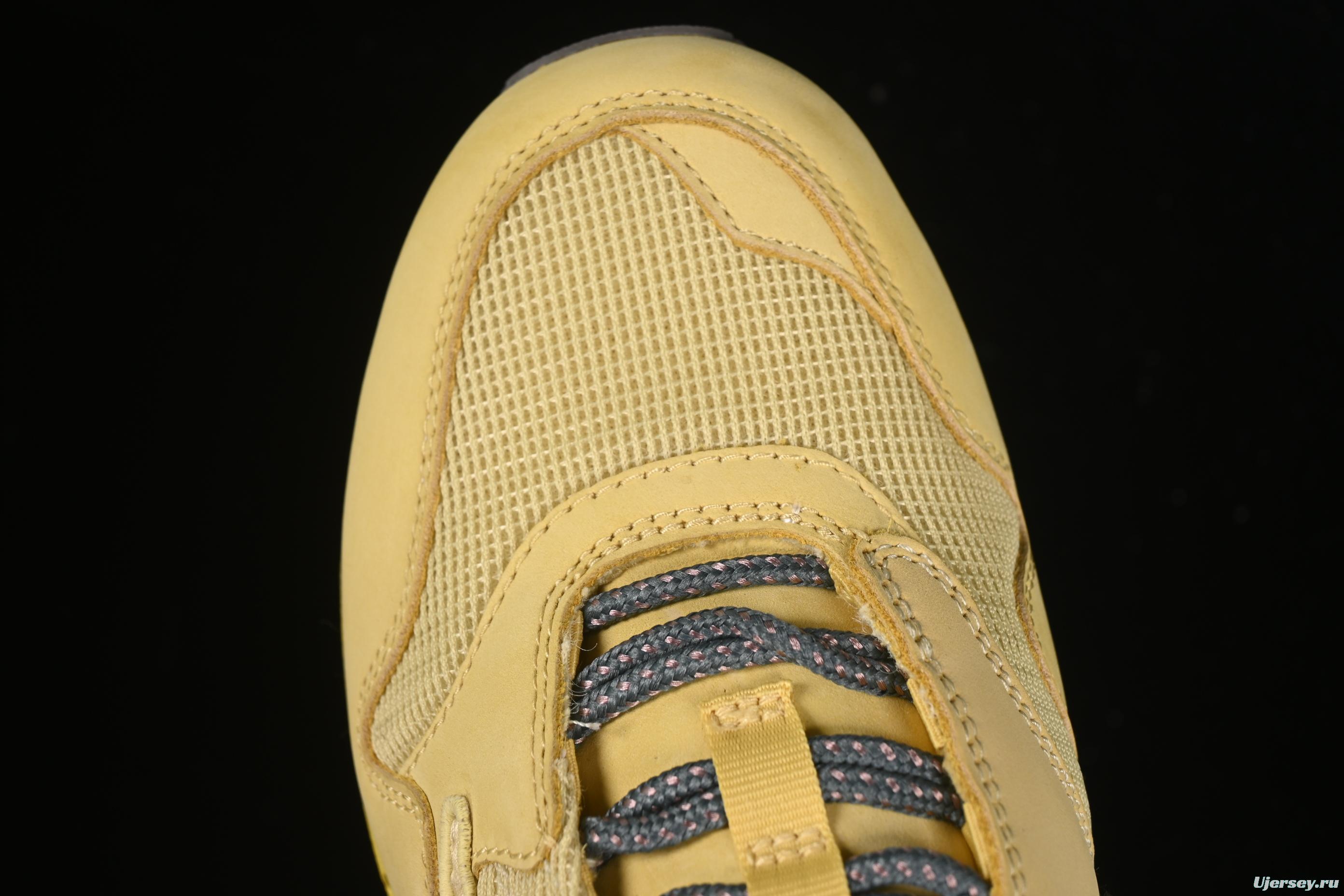 Nike Air Max 1 Travis Scott Collaboration Retro Running Shoes in Wheat Color with Reverse Swoosh - DO9392-700