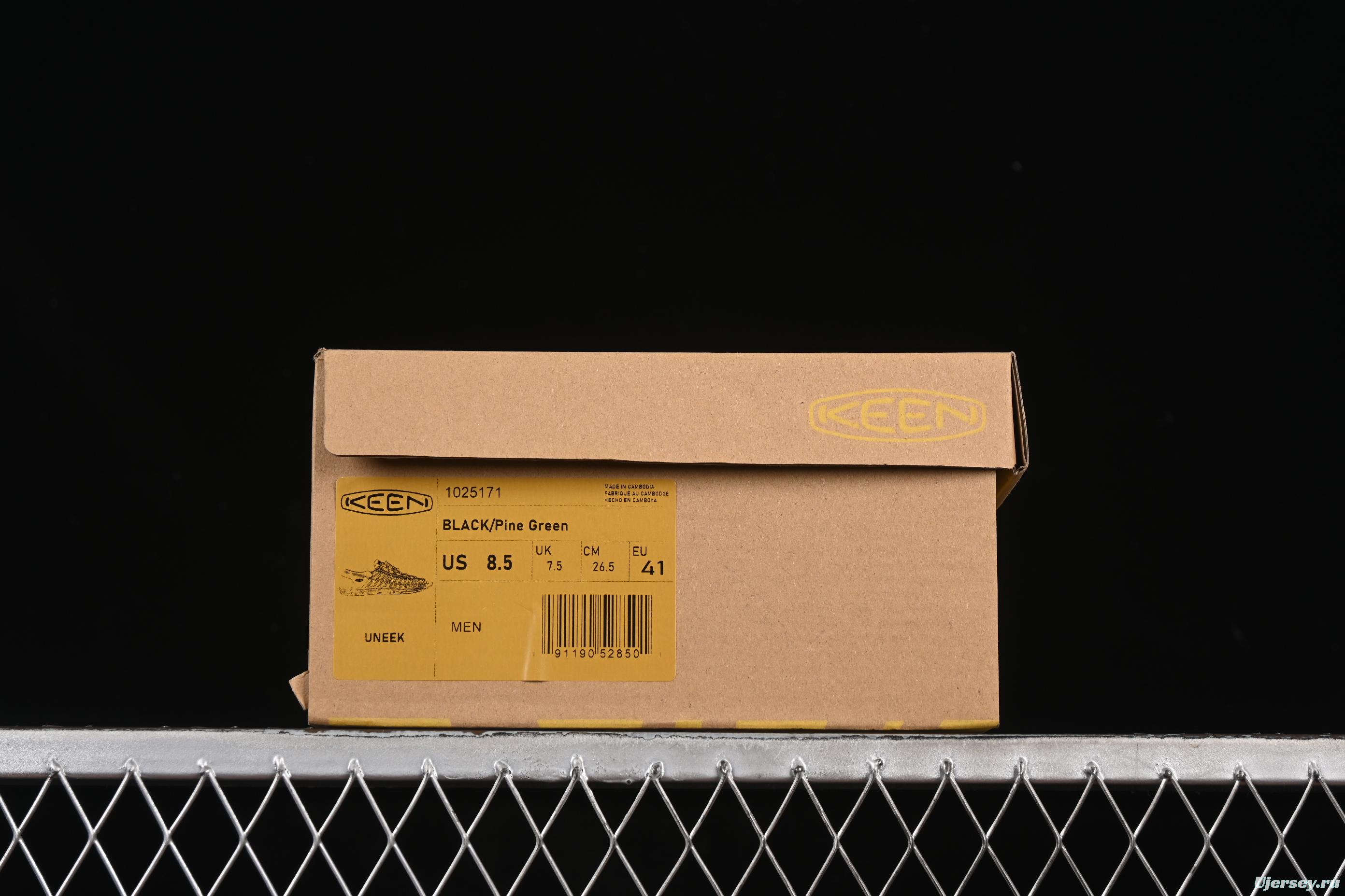 Keen Uneek Flat-M Woven Stretch Multi-Purpose Outdoor Sandals for Hiking and Water Activities - 1025171 BLACK PINE GREEN