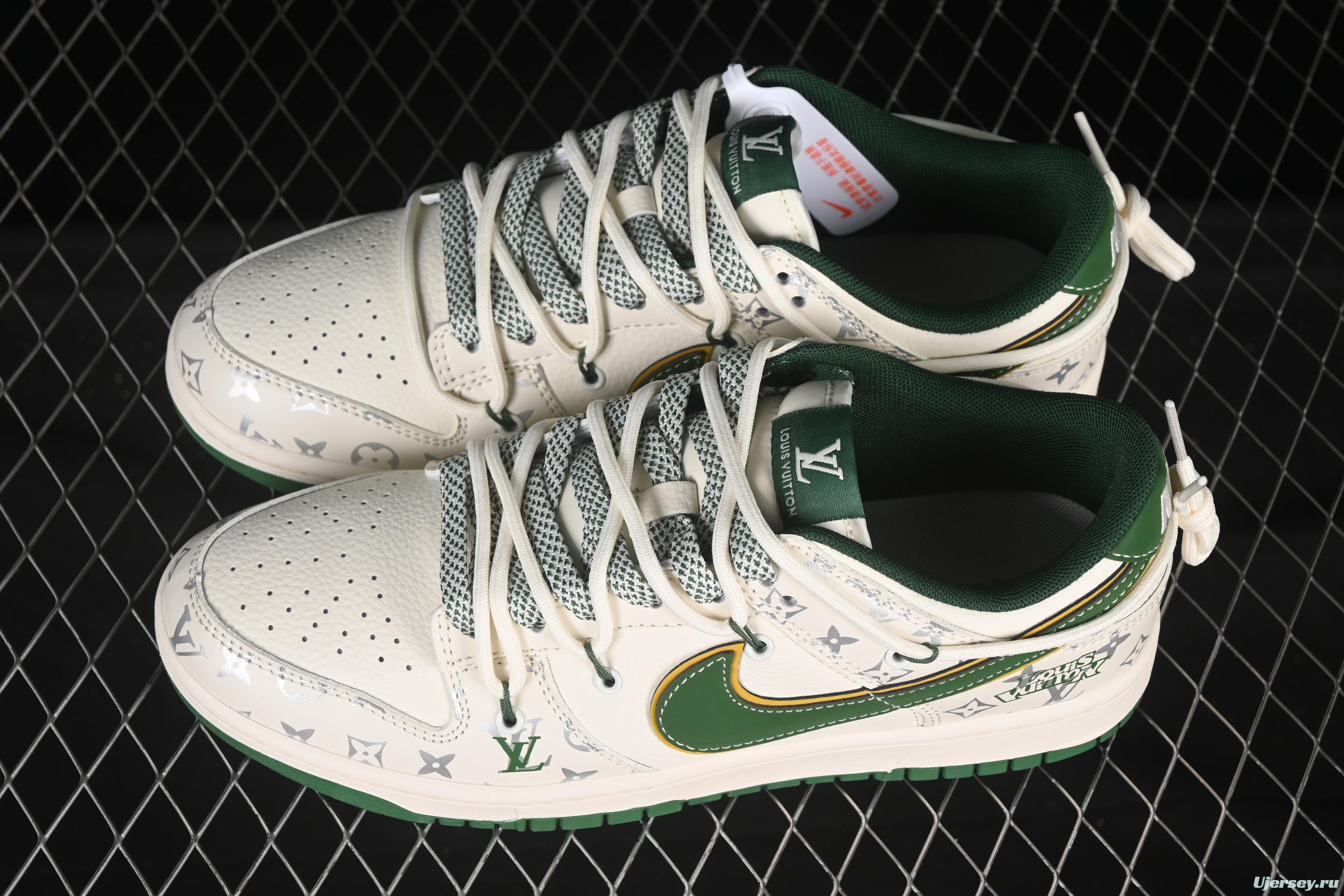 Nike SB Dunk Low LV Collaboration Strap Green Swoosh Anniversary Custom Low-Top Casual Skate Shoes - DM6868-103