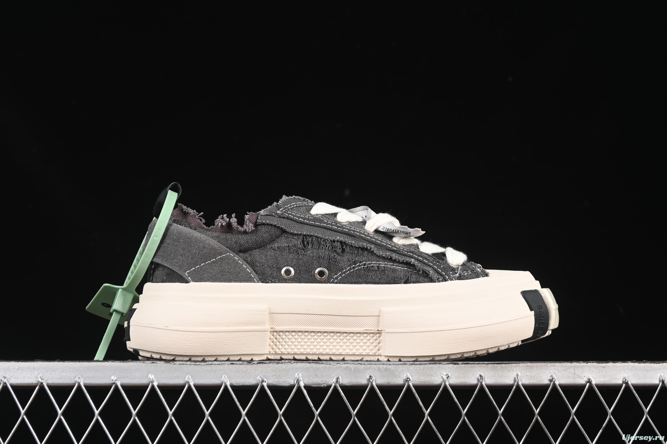 SMILEREPUBLIC INCEPTION Gray Fringe 70s Low-Top Canvas Casual Shoes - G.D4