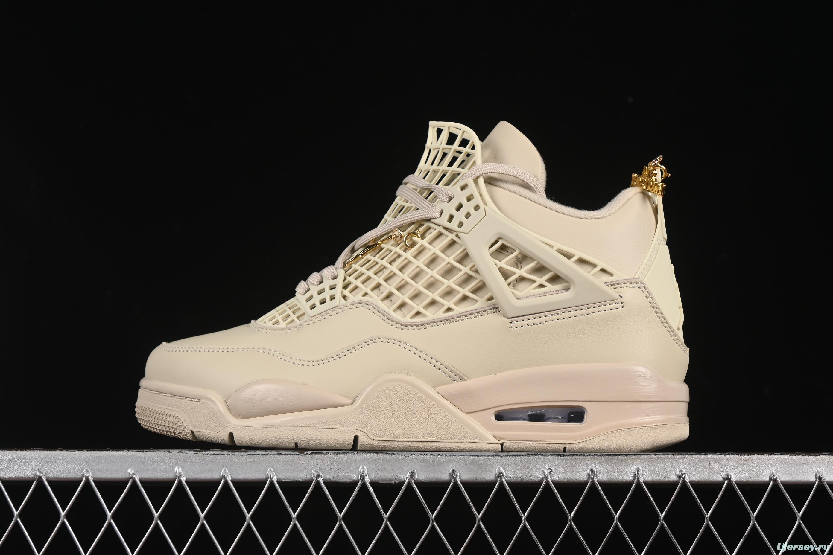 Nike Air Jordan 4 Retro Basketball Shoes in Rattan with NET Design - FN7251-200