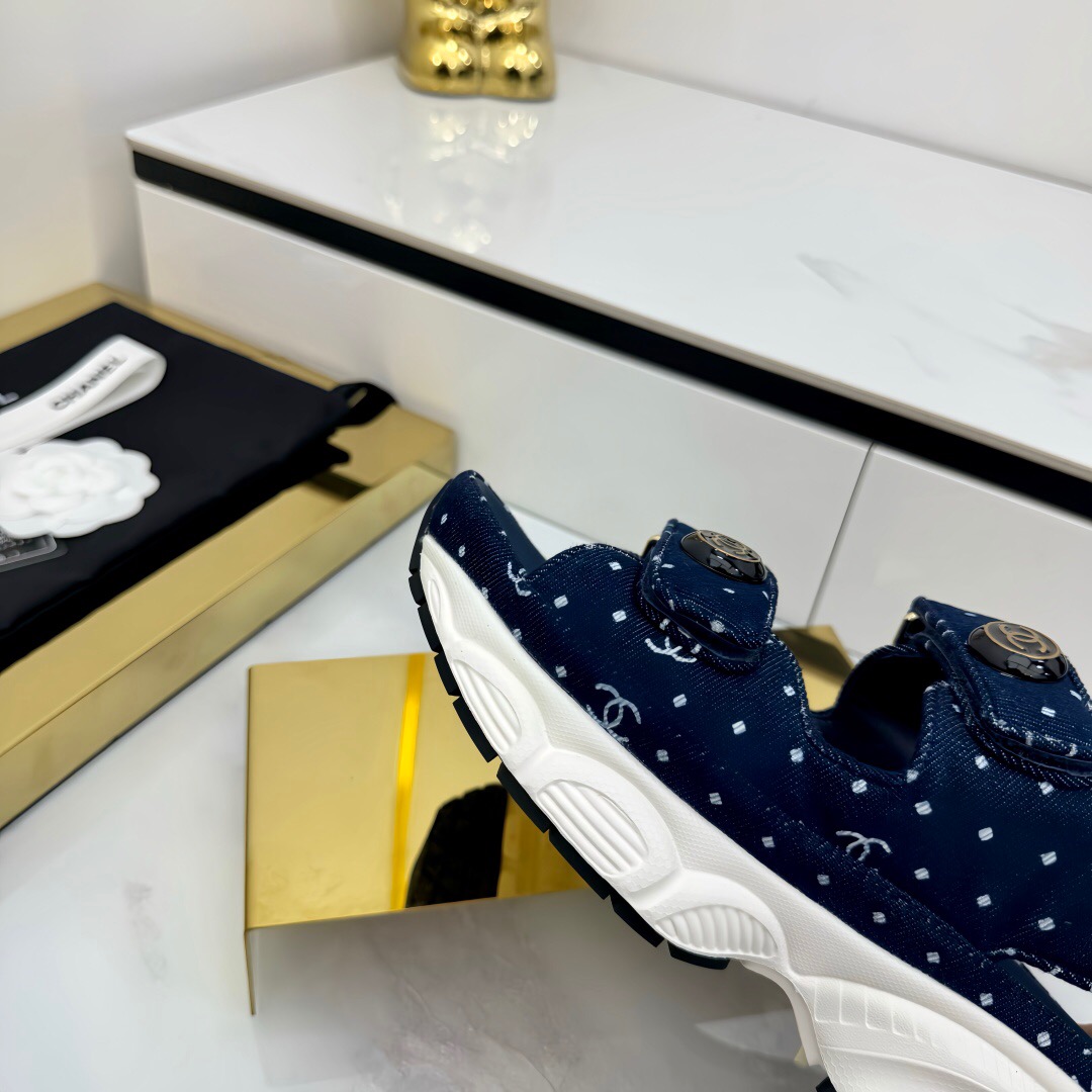 2025 Women Chanel Navy Denim Sandal Sneakers LY00330