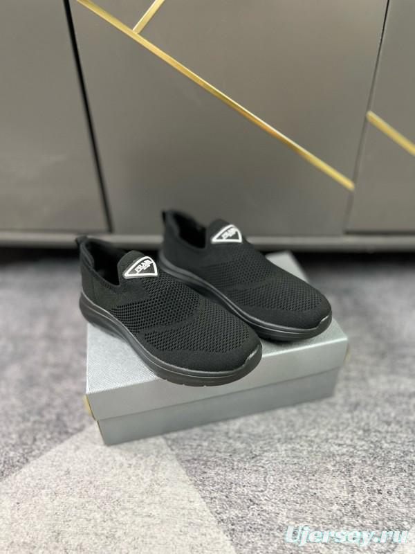 2024 Men Prada Black Knit Sneaker MJ00230
