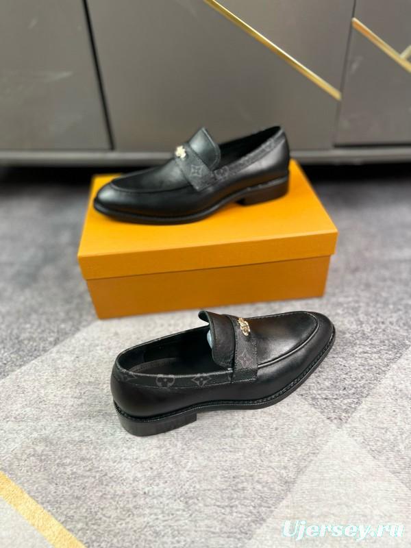 2024 Men Louis Vuitton black cow leather leather dress shoes MJ00290