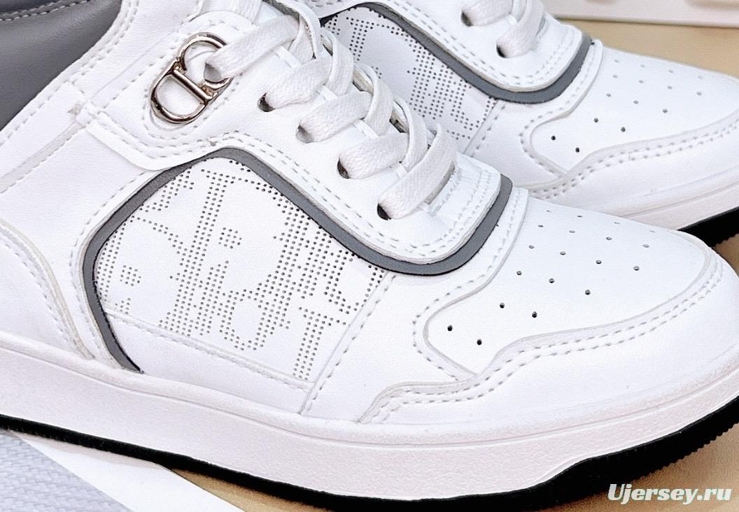 2024 Kids Dior White Grey Black Leather Canvas Sneakers