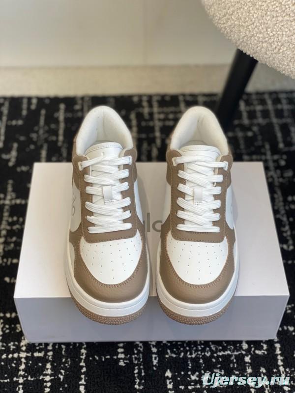 2025 Women Alo White Brown Leather Sneakers KFY00280