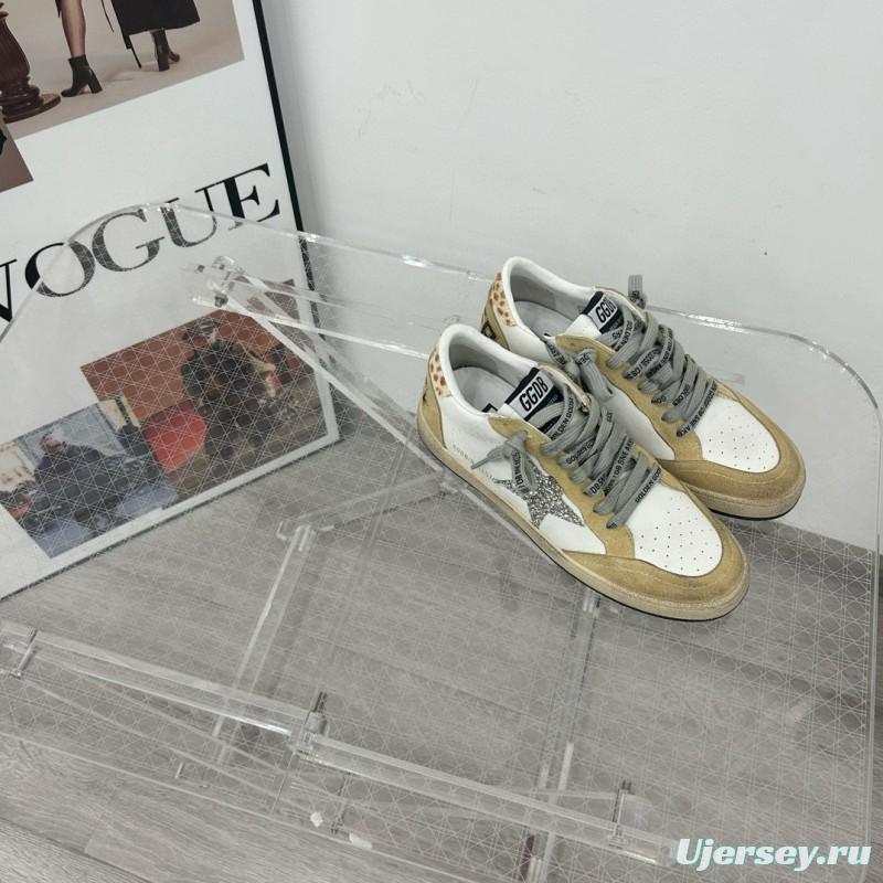2024 Unisex GGDB White Beige Glitter Suede Leather Low Top Sneakers MJ00260