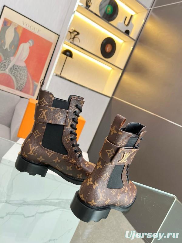 2024 Women Louis Vuitton Brown Leather Boots MJ00320