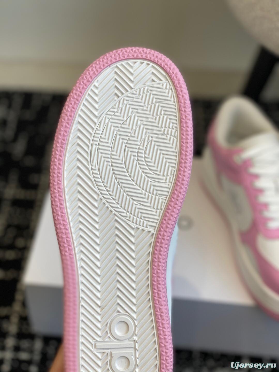 2025 Women Alo White Pink Leather Sneakers KFY00280