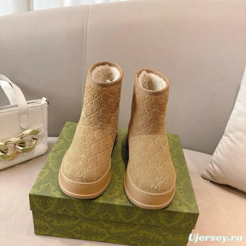 2024 Women Gucci Beige Suede Snow Boots MG00350