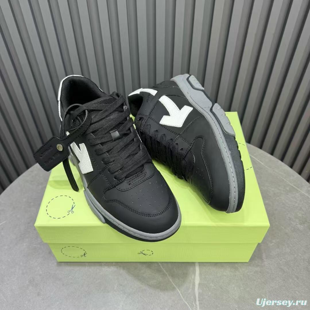 2025 Unisex Off-White Black White Leather Sneakers KFY00320