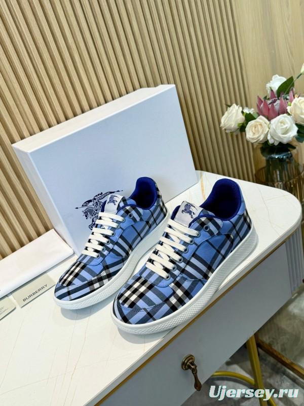 2024 Men Burberry Blue Black White Cotton Casual Shoes MJ00320