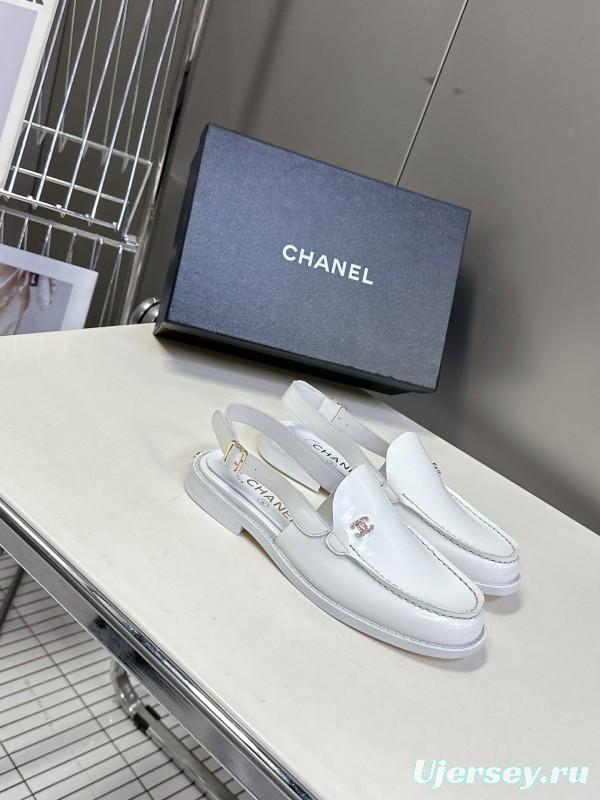 2025 Women Chanel White Leather Loafers