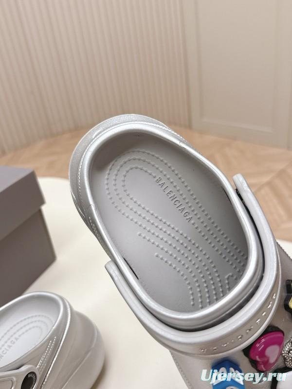 2025 Unisex Balenciaga Silver EVA Rubber Clog Embellished LY00330(F)/LY00340(M)