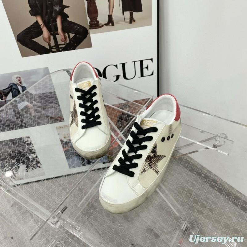 2025 Women GGDB White Red Leather Star Sneakers