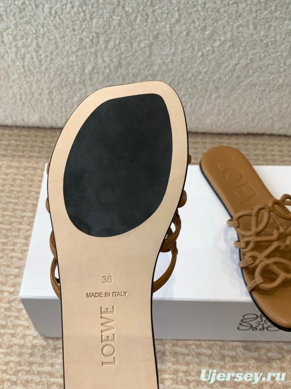 2025 Loewe Brown Leather Slippers KFY00250