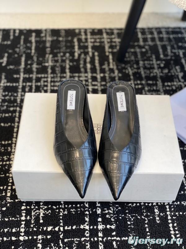 2025 Women Toteme Black Leather Mules