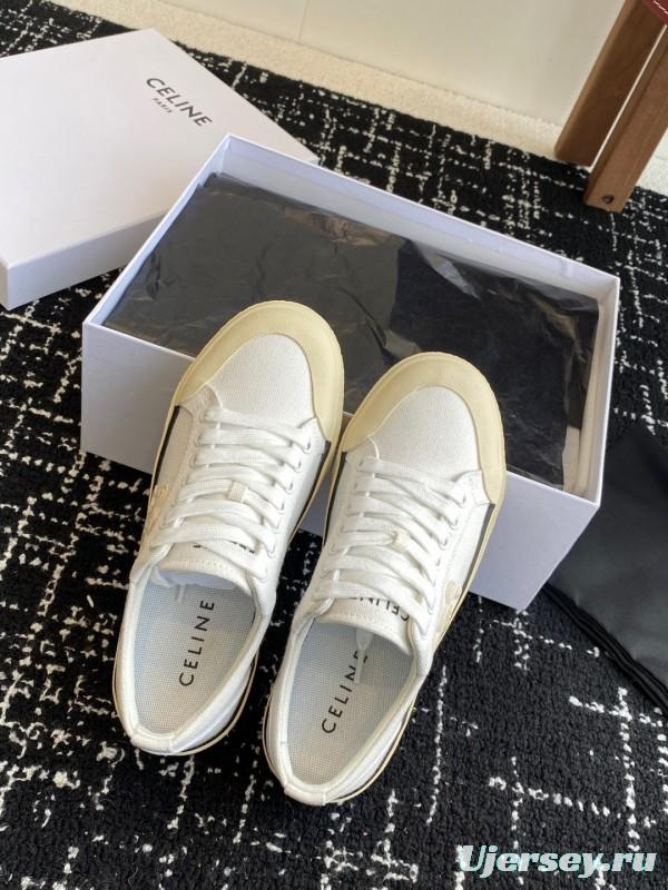 2025 Women Celine White Canvas Sneakers CR-03