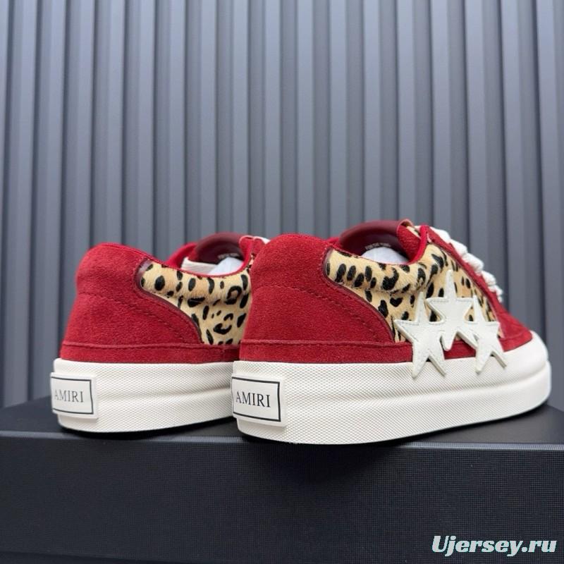 2024 Unisex Amiri Red Leopard Suede Leather Sneakers MJ00300