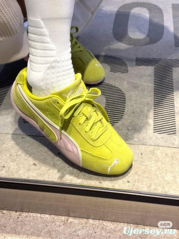 2025 Women Puma Yellow Pink Suede Sneakers KFY00260