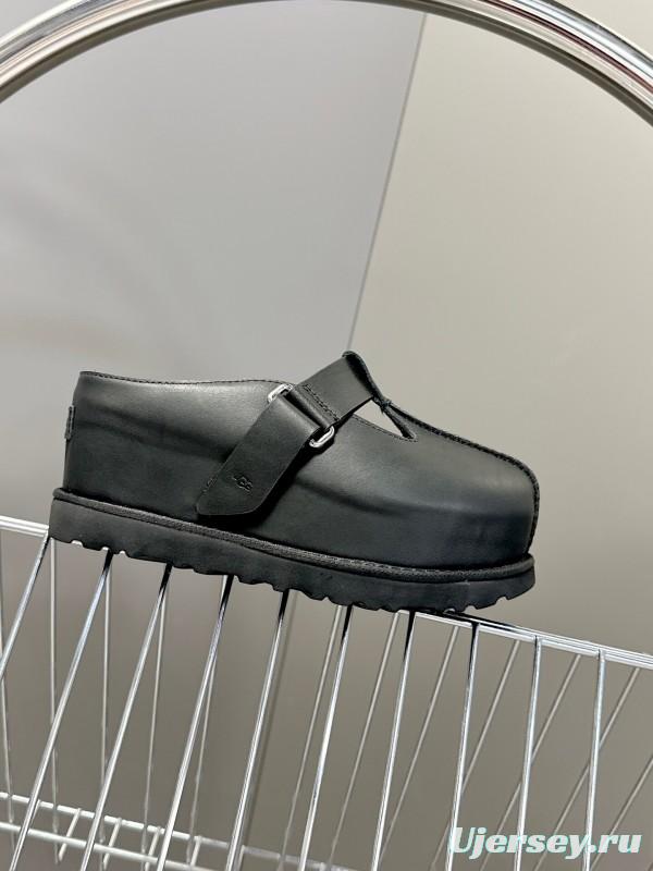 2025 UGG Black Leather Slippers KFY00230