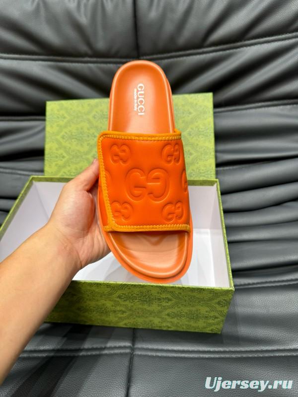 2024 GUCCI orange leather slippers MJ00200