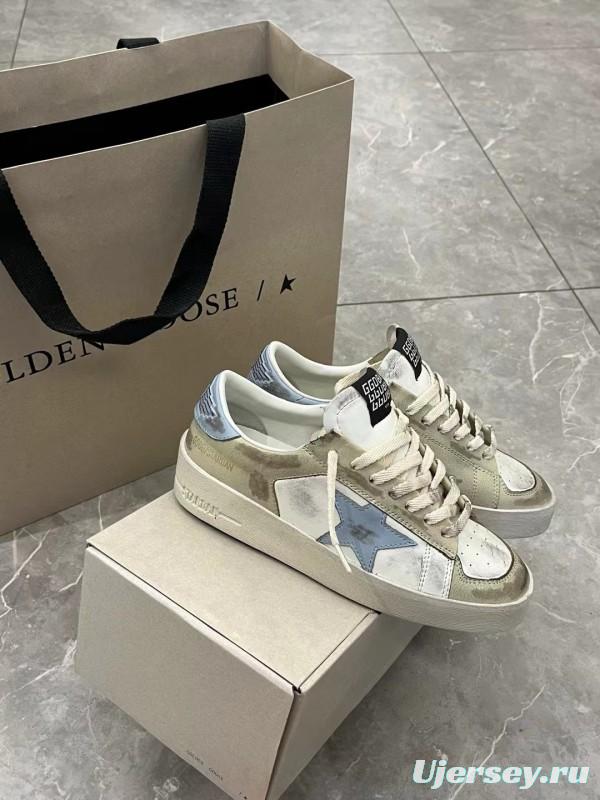 2024 Unisex GGDB White Beige Light Blue Leather Suede Sneakers MJ00260