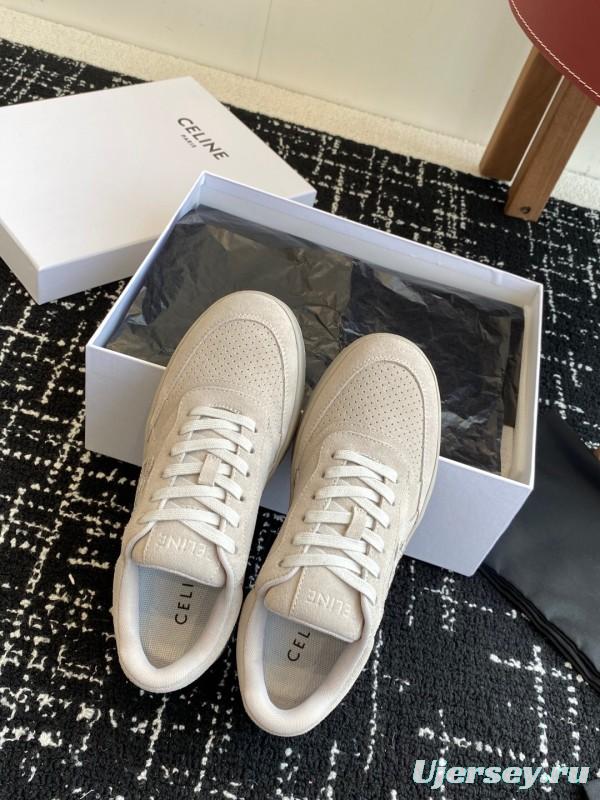 2025 Women Celine Beige Suede Sneakers KFY00310