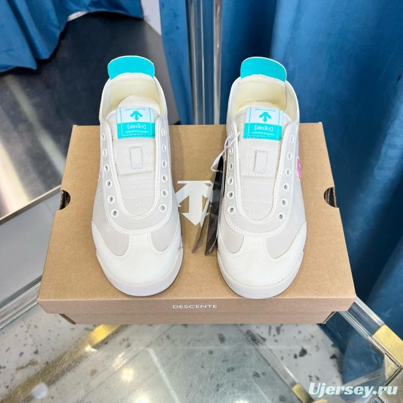 2024 Unisex DESCENTE迪桑特 White Pink Canvas Sneakers