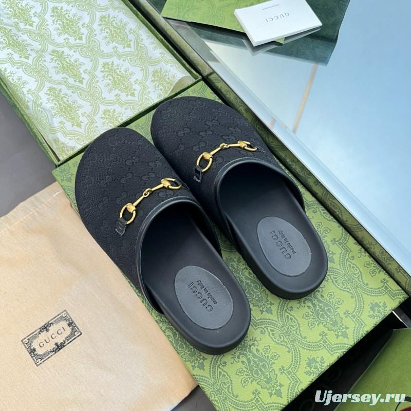 2024 Slippers Gucci Black Leather Slippers MJ00280