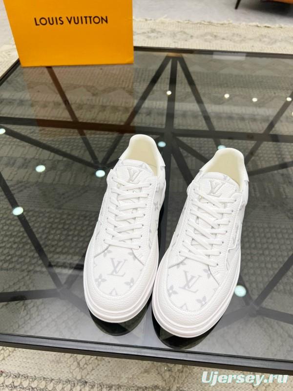 2024 Men Louis Vuitton White Leather Mesh Sneakers MJ00400
