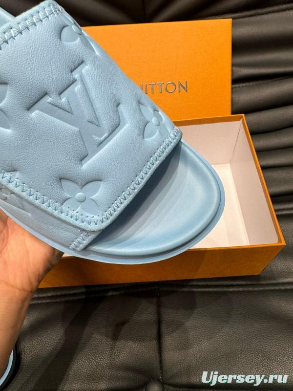 2024 Slippers Louis Vuitton light blue synthetic leather Slippers MJ00200