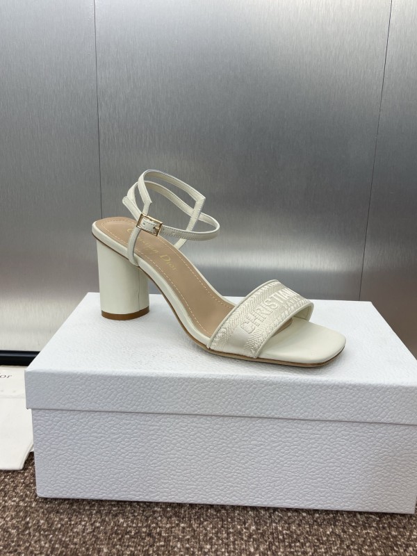 2025 Women Dior White Leather Sandals Embroidery KFY00280