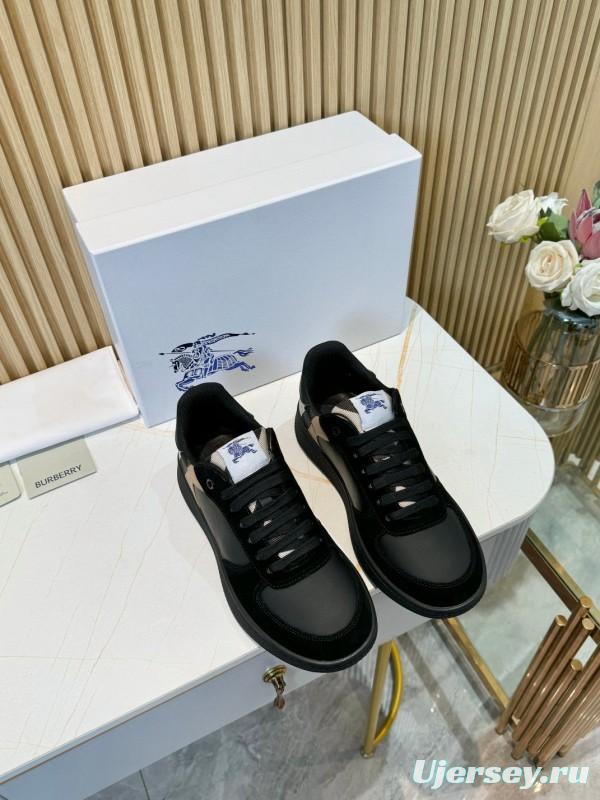 2024 Men Burberry Black Leather Sneakers MJ00320