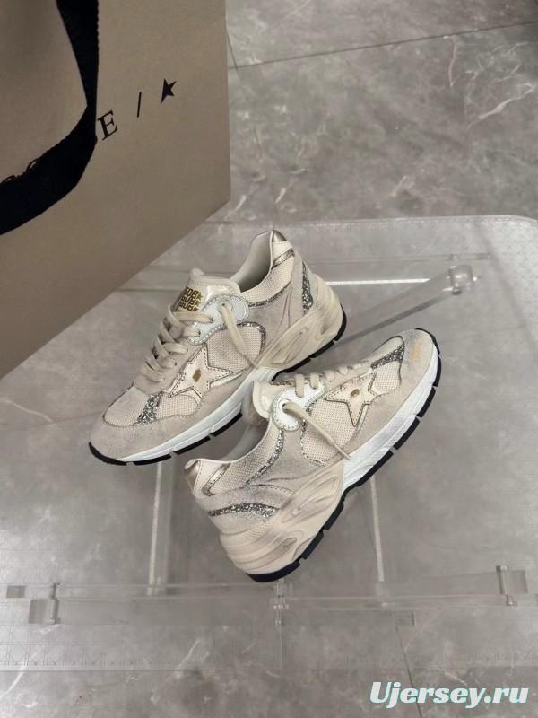 2024 Women GGDB Beige White Suede Mesh Sneakers