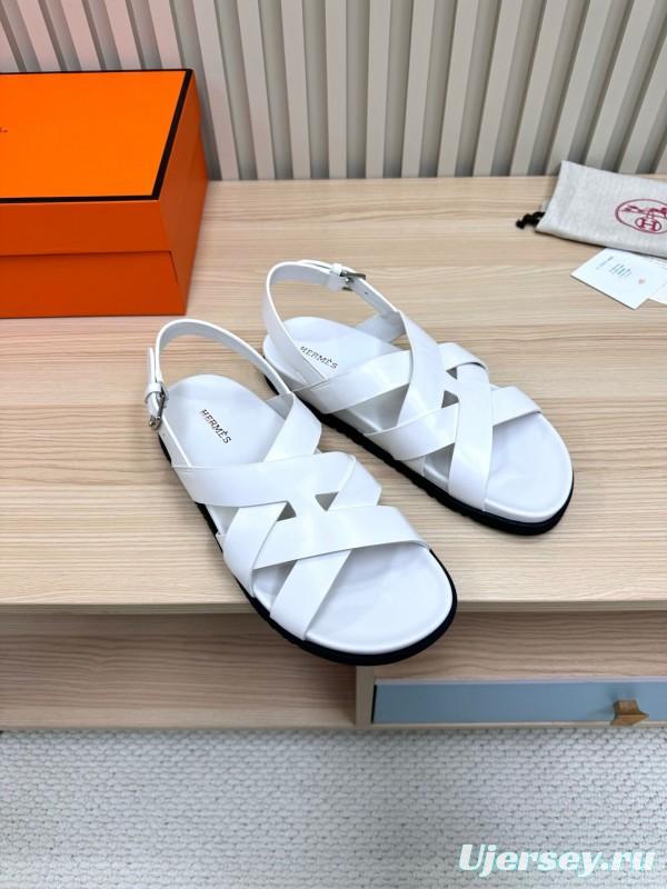 2025 Slippers Hermès White Leather Sandals LY00270